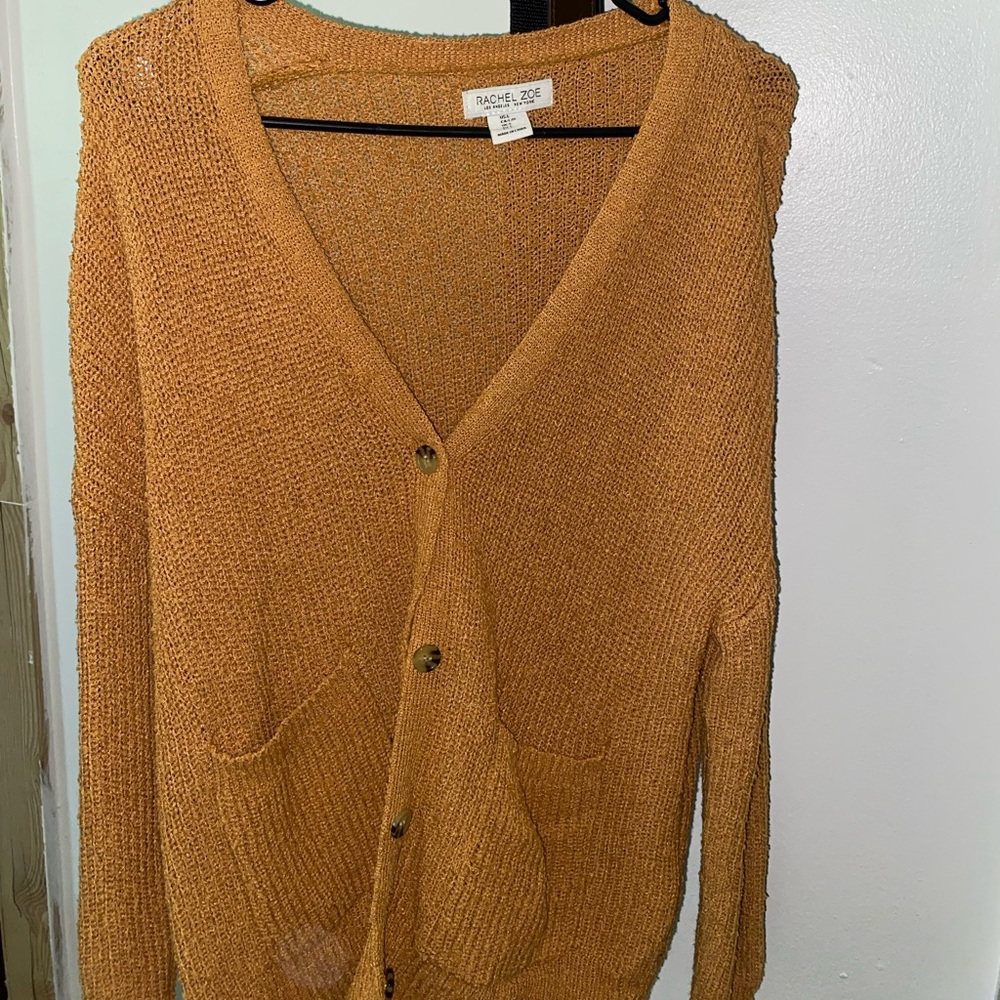 yellow cardigan